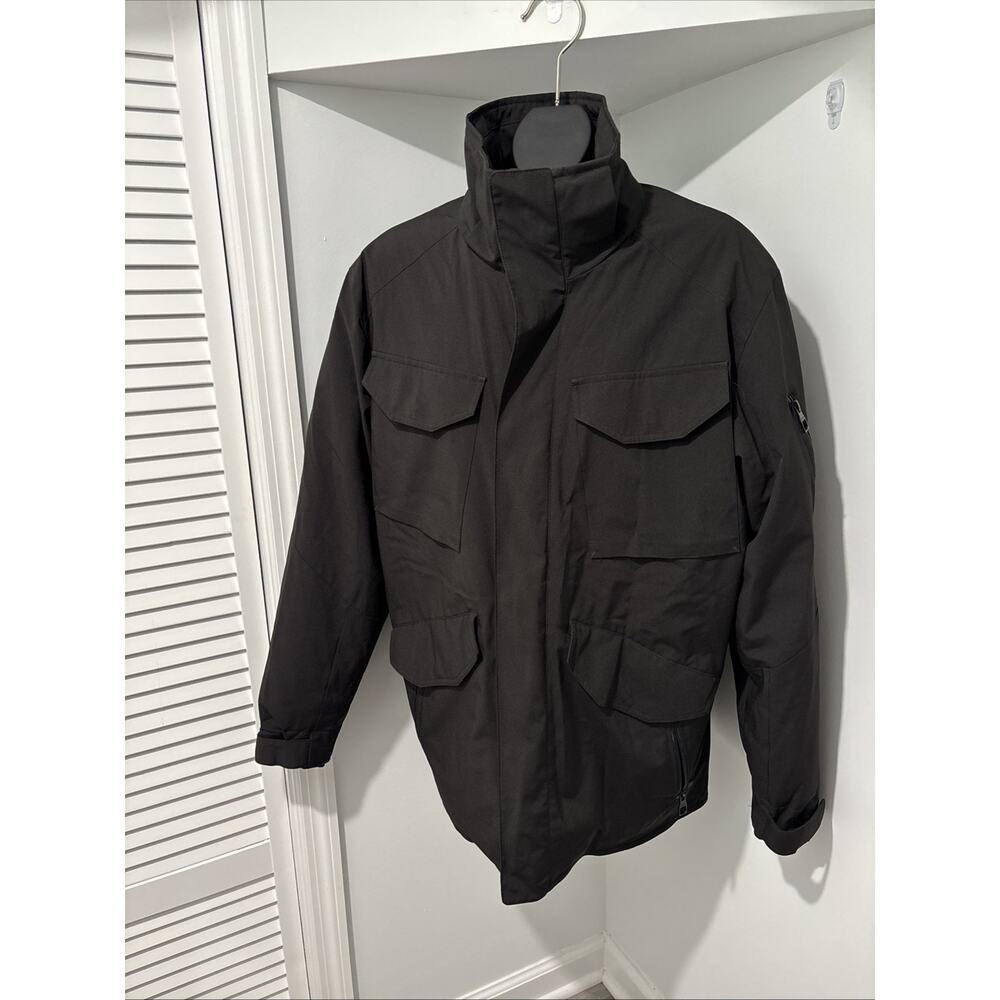 Tumi Coat Jacket Mens M Black Insulated Full Zip Lightweight Field Cargo Travel